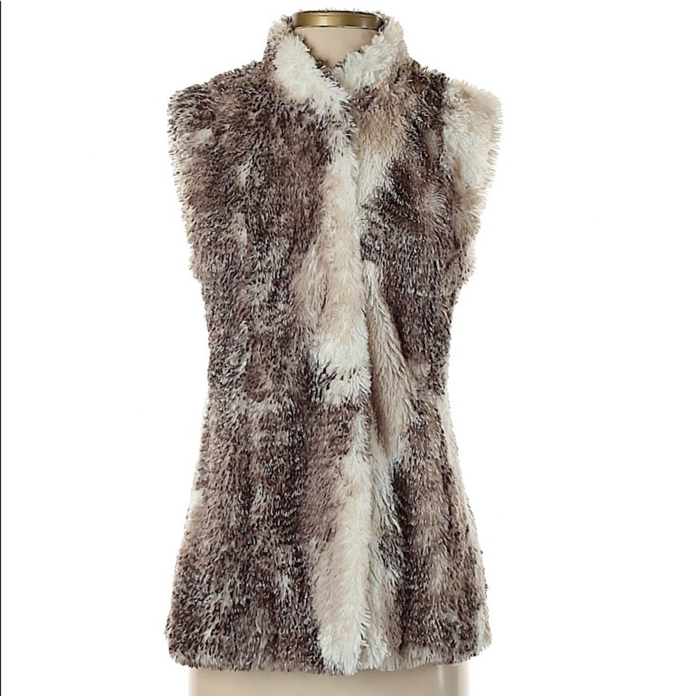 Cabi brown and white Aspen Fur Vest Medium